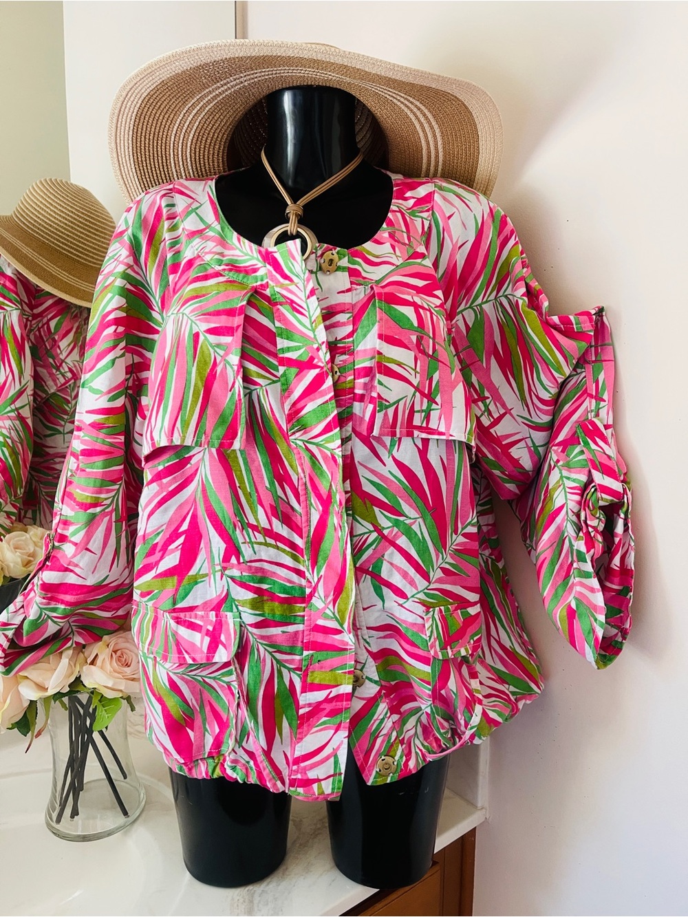 RUBY RD Plus Size Jacket 1X Women’s Top pink Cotton Jeans Jacket Style